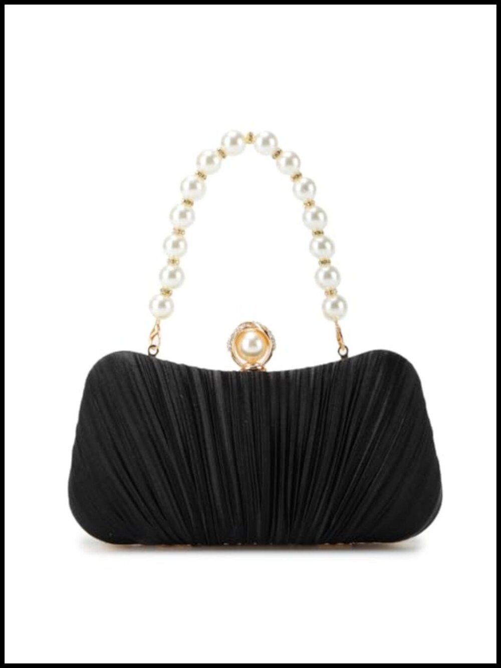 Evening Clutch Purse for Women Pearl Satin Formal Wedding Party Bag